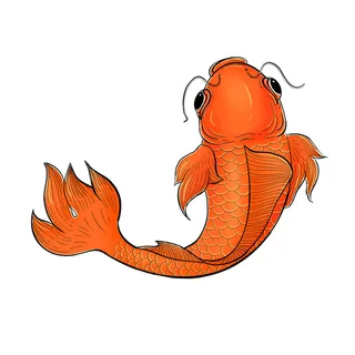 手绘烫金国潮中国风卡通锦鲤鱼金鱼插画装饰元素PSD设计素材