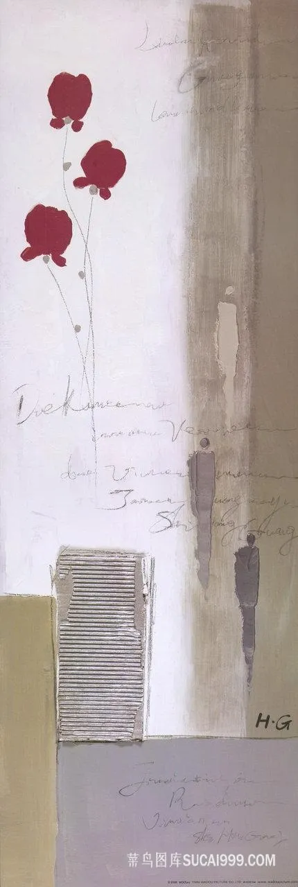 抽象红色花卉艺术挂画