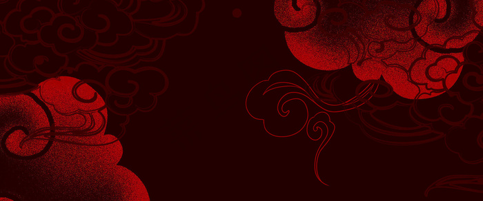 手绘祥云简约国潮风展板背景