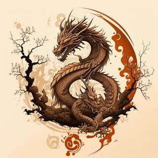 节日生肖龙，插画风格，红色，综合使用