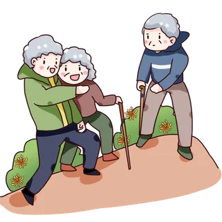 老年人爬山卡通