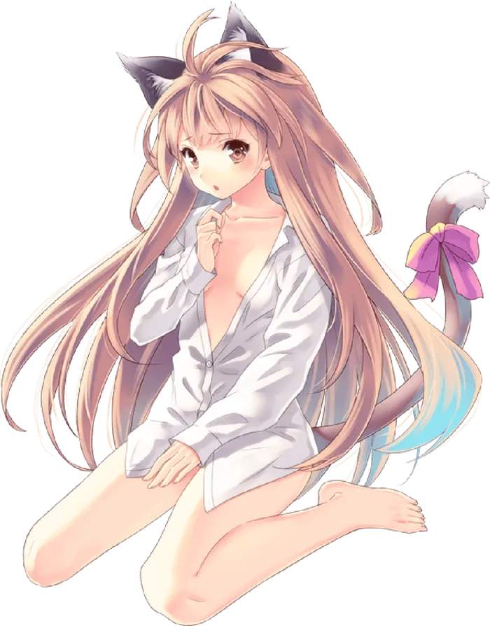 猫咪耳朵长发女孩卡通素材