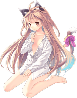 猫咪耳朵长发女孩卡通素材