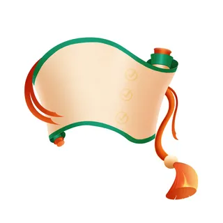 复古中国风卷轴元素手绘画轴文本标题框PSDAI素材模板png免扣图