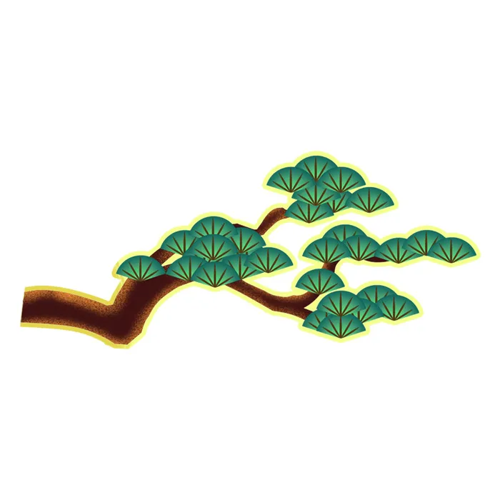 国潮风松树松枝松柏树木手绘植物装饰图案元素PSD设计素材psd模版下载