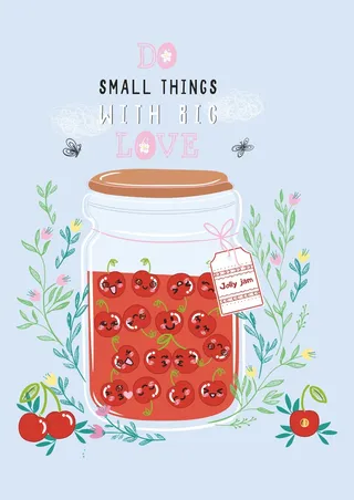 樱桃果汁 表情包 车厘子玻璃瓶