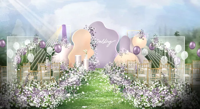 糖果色草坪主题婚礼psd模版下载