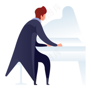 弹钢琴人物免抠图