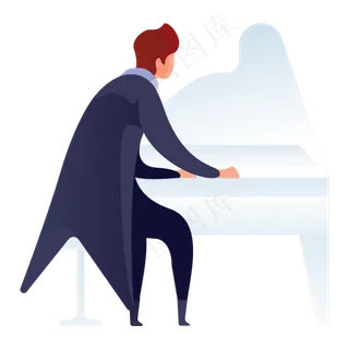 弹钢琴人物免抠图