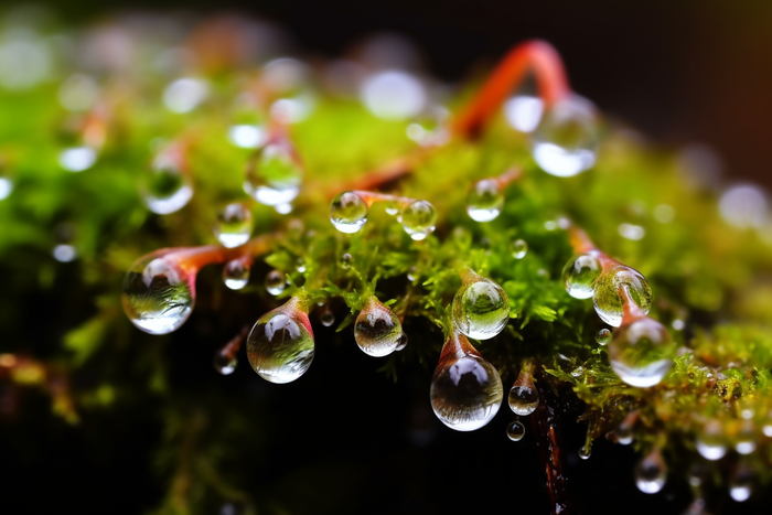 雨过天晴苔藓上的露珠摄影图(4032x2688)