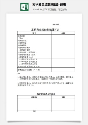 累积资金结算指数计算表excel模板