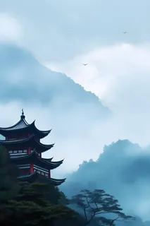 国风建筑意境背景