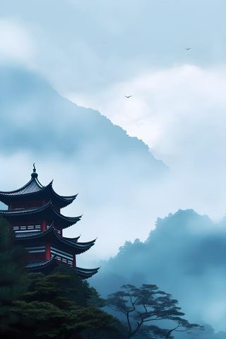 国风建筑意境背景