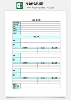 专业的会议纪要excel模板