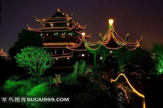 苏州盘门夜景素材