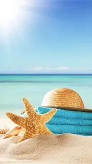 海星沙滩风景图蓝色大海沙子背景图