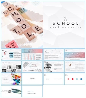 淡雅灰低三角形背景校园风教学工作总结报告ppt模板预览图