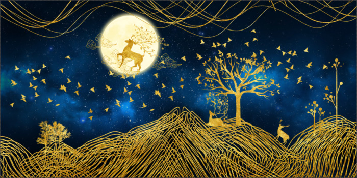 抽象麋鹿轻奢风装饰画