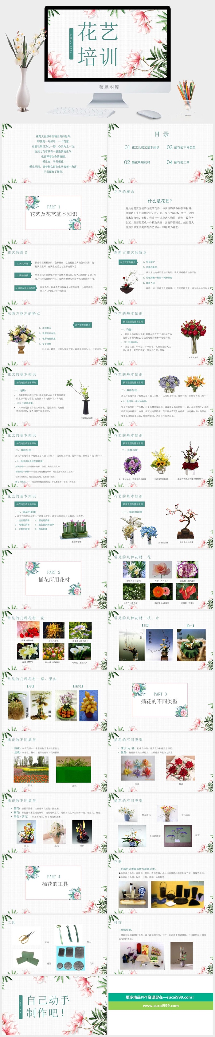 植物花卉多肉景观植物知识培训PPT模板