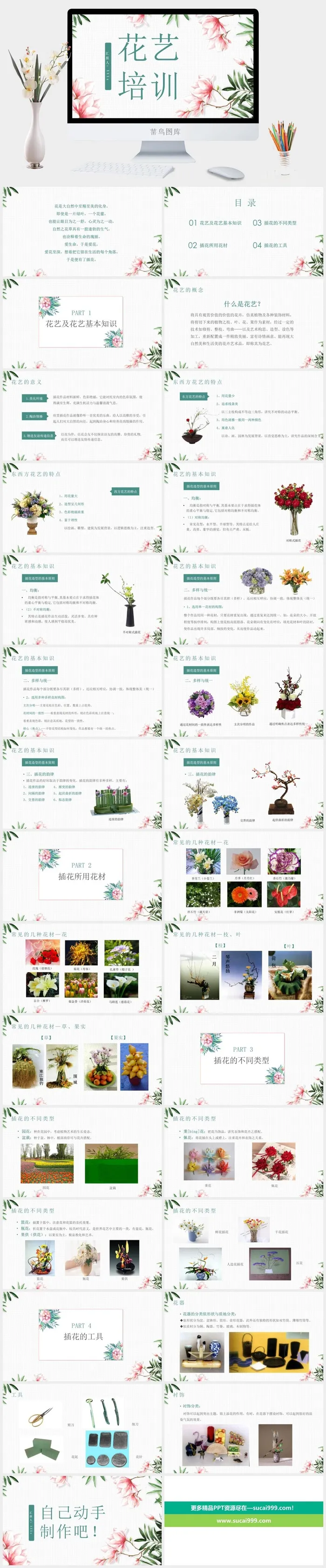 植物花卉多肉景观植物知识培训PPT模板
