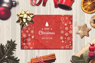 圣诞节主题红色贺卡样机