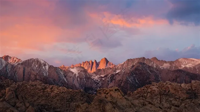 晚霞山脉唯美风景壁纸