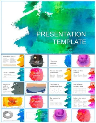 喷墨水彩艺术美学工作报告ppt模板