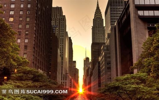 纽约都市日落美景高清壁纸素材