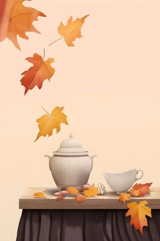 秋日茶席国风背景