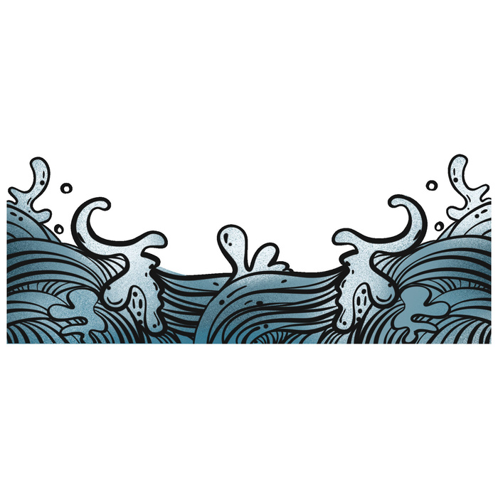 中国风国潮插画海浪波浪背景装饰浪花图案元素