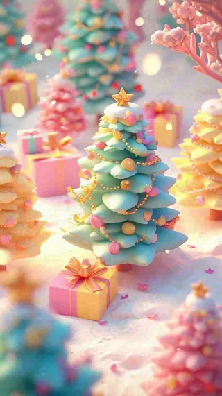 圣诞节礼物温馨圣诞树缤纷彩色节日雪花浪漫