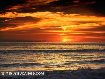 晚霞中的大海风景图片