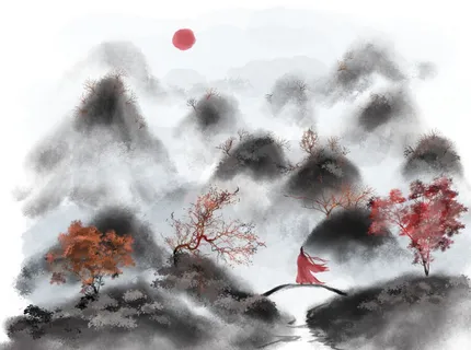 中国风毛笔艺术绘画PSD素材 中国风毛笔艺术绘画PSD素材