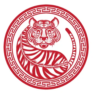 2022新年吉祥春节剪纸生肖虎年晚会插画透明免抠图ai矢量设计素材