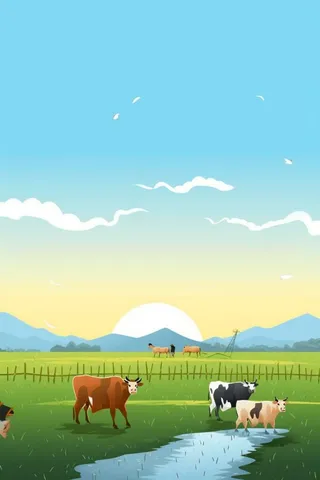 耕种农民农田手绘背景