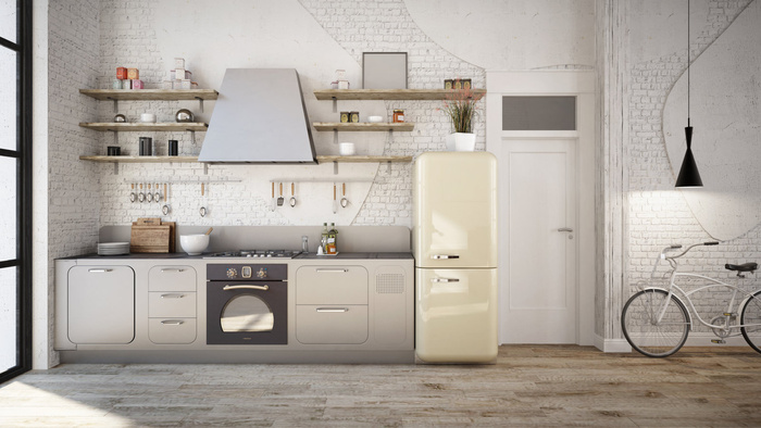 春天乡村厨房内部