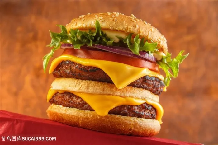 双层芝士肉块汉堡图片美食西餐图片