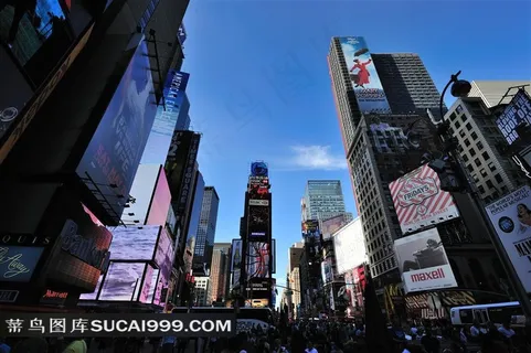 美国城市纽约建筑商业街素材