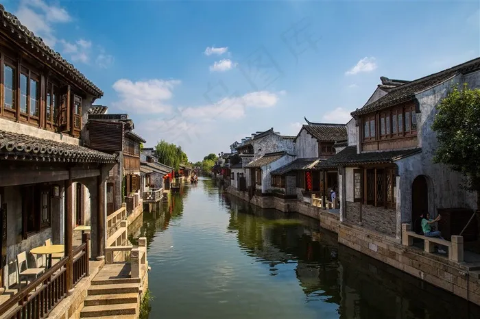 江苏无锡荡口古镇风景摄影图