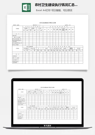 农村卫生建设执行情况汇总表excel模板