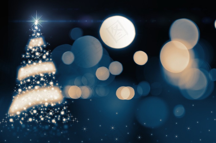 梦幻圣诞树与光斑高清图片