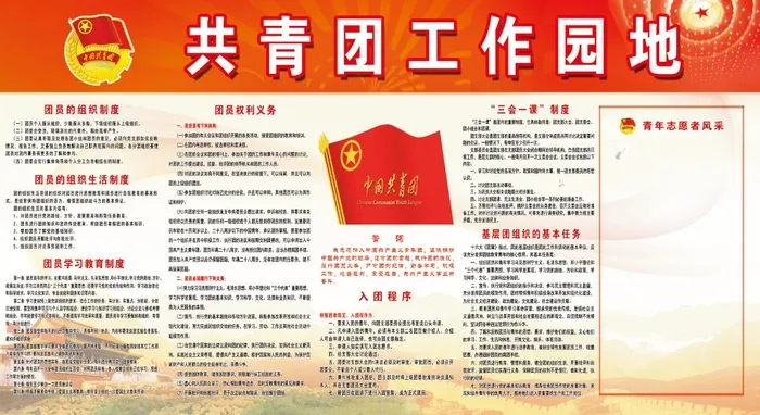 团员展板 党建文化墙psd模版下载