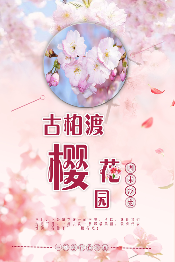 春天旅游清新创意樱花节海报psd模版下载