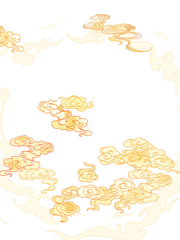 中国风国潮祥云插画手绘云彩图案海报云层装饰背景PSD设计素材