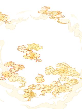 中国风国潮祥云插画手绘云彩图案海报云层装饰背景PSD设计素材