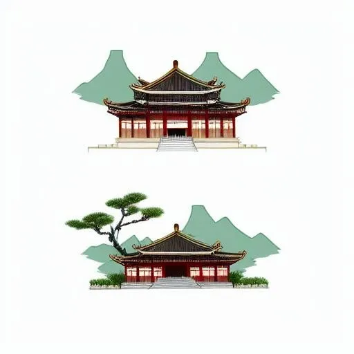 中国古代建筑插画png免抠(2048x2048)