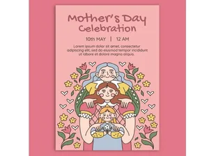 手绘插图矢量母亲节海报母亲节插图