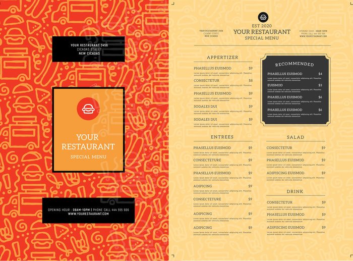 设计英文食物菜单素材