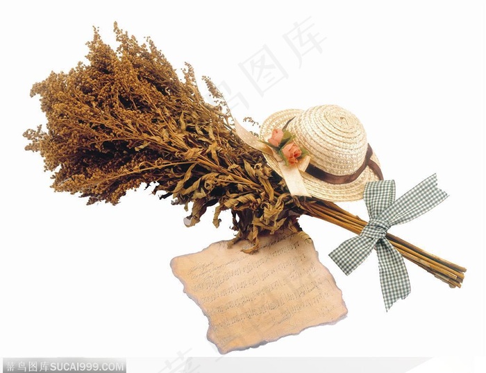 花饰小品-帽子与干花束