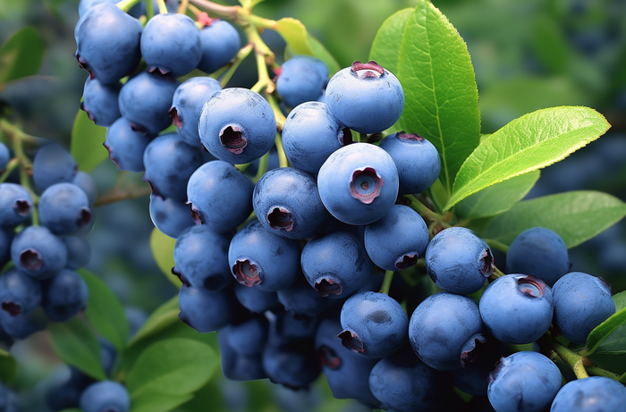 一束蓝莓的特写的摄影图